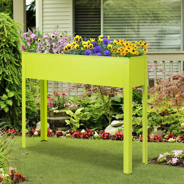 Costway 40" Raised Garden Bed With Legs Metal Elevated Planter Box Drainage Hole Backyard Green