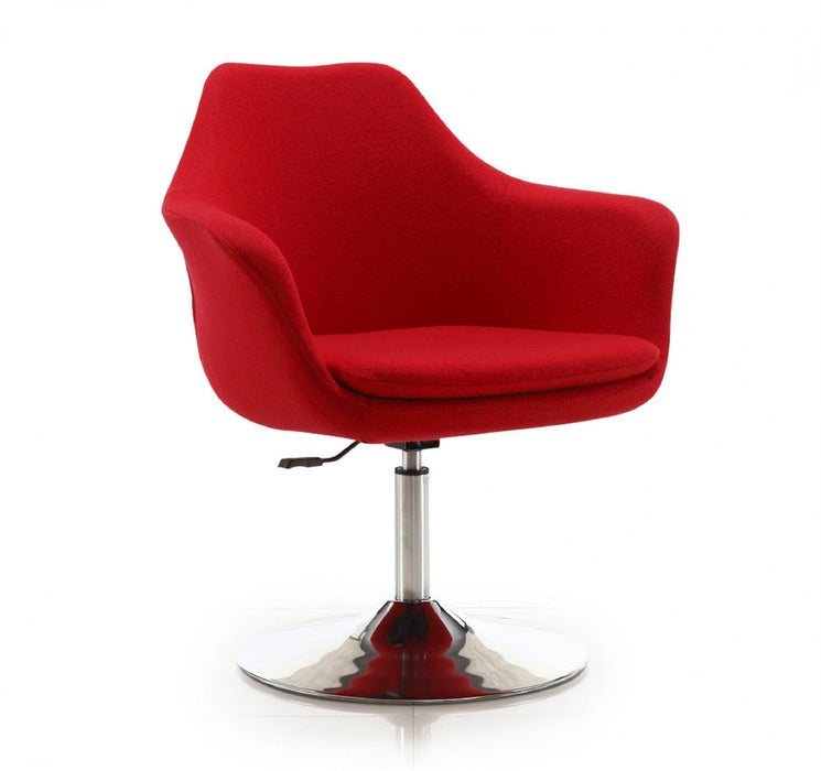 Kinsey Modern Wool Blend Swivel Lounge Chair in Red - Set of 2 Accent Chair 