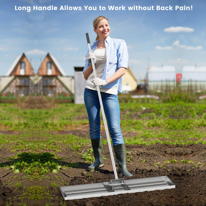 Costway Lawn Leveling Rake 42" X 10" Heavy Duty Level Lawn Tool For Garden Backyard/lawn Silver