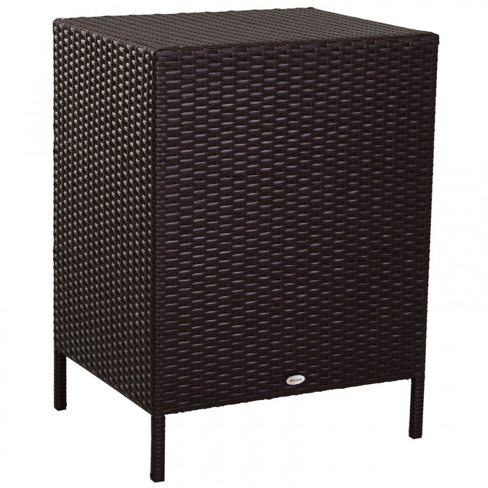 Outsunny 32\" Poolside Rattan Wicker Patio Organizer Storage Cabinet Bathroom Storage W/ 3 Large Draw