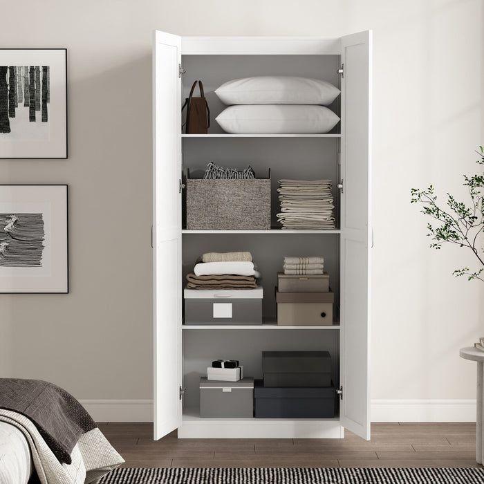 Cornelia Modern 30\" Storage Cabinet in White (4-Shelf) 