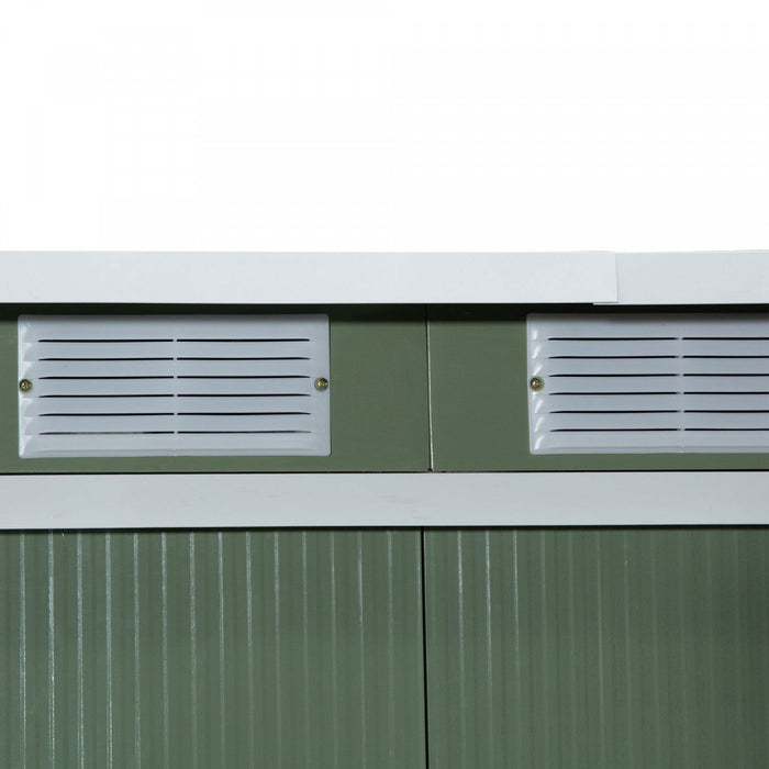 Outsunny 9' X 4' Metal Storage Shed, Garden Tool House With Floor Foundation, Double Sliding Doors, 