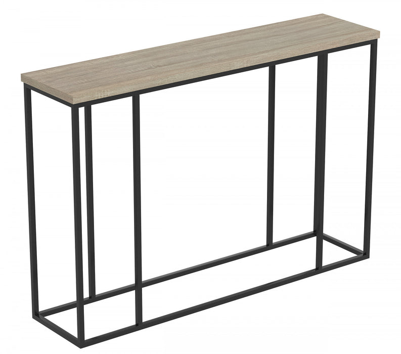 47” Console Table - Dark Taupe With Black Metal 