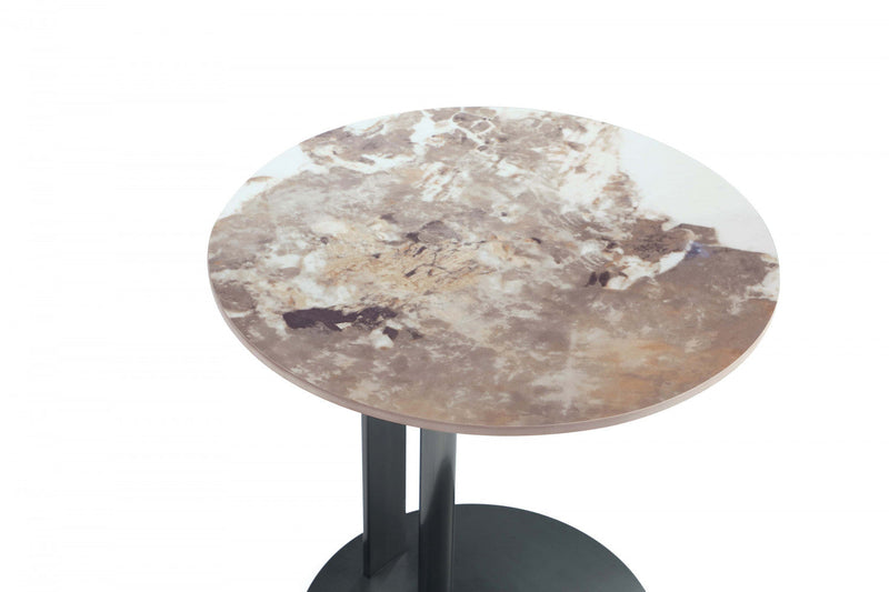 Alondra Modern Glam Sintered Stone Top End Table in Black 
