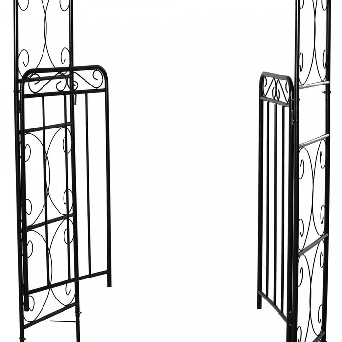 Outsunny 7' Metal Garden Arbor Arch With Scrollwork Doors For Ceremony, Weddings, Party, Backyard, L
