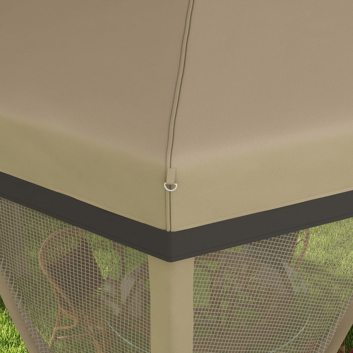 Outsunny 12x12 Pop Up Canopy Tent, Hexagon Gazebo With Mosquito Netting, Carry Bag, Stakes, Ropes, H