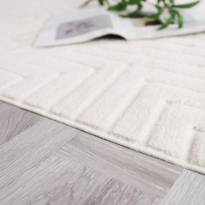 Velvet Cream Circles Washable Shag Area Rug 5'x7' Indoor Area Rug 