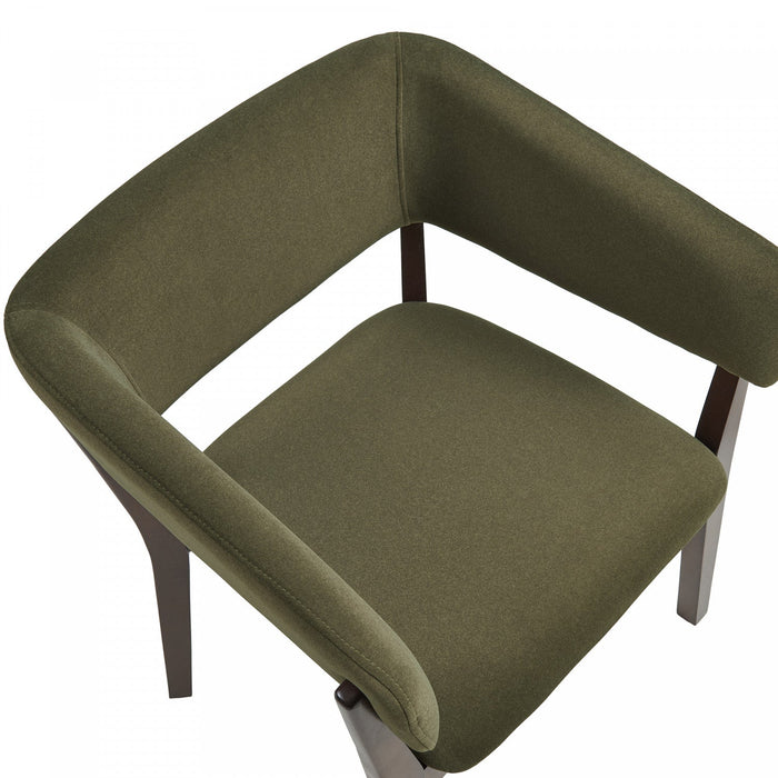 Blake Modern Faux Mohair Wood Armchair in Green - Set of 2 Dining Chair 