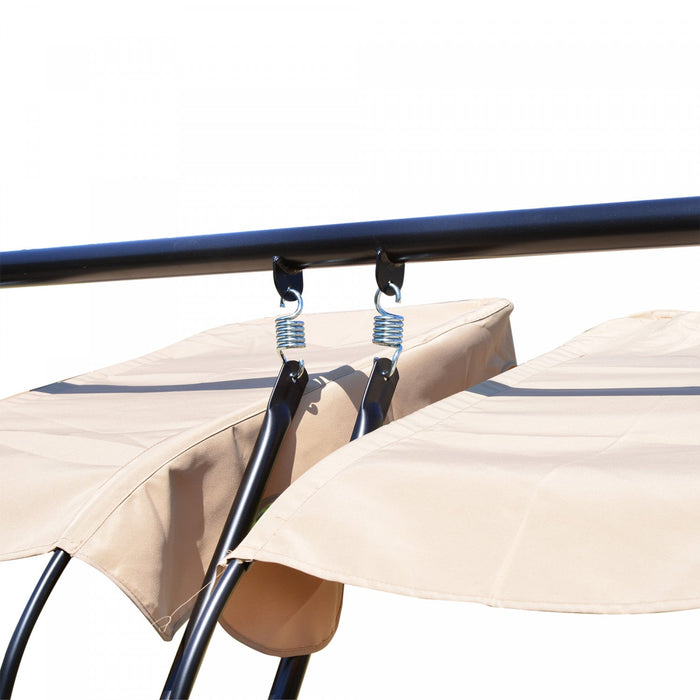Outsunny Luxury Porch Swing Metal Outdoor Swing Chair 2 Separated Seater Hammock Heavy-duty With Can
