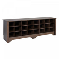 Twenty-Four Pair Shoe Storage Cubby Bench - Espresso