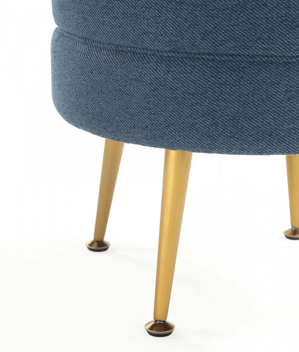 Bailey Mid-Century Modern Upholstered Accent Ottoman in Blue 