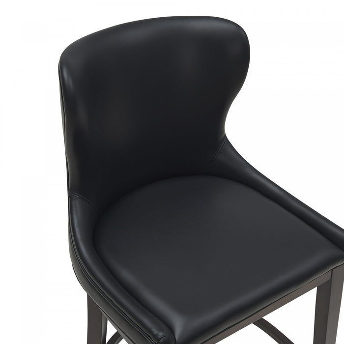 Blair Modern Wood Upholstered Counter Stool in Black - Set of 2 Bar Stool 