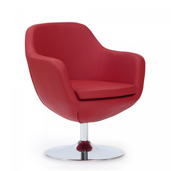 Caisson Modern Upholstered Swivel Lounge Chair in Red - Set of 2 
