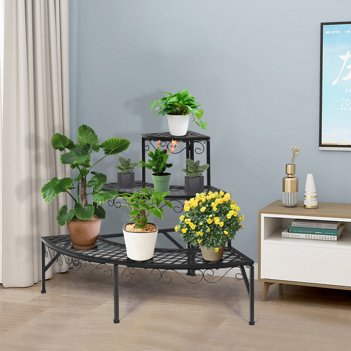 Costway Corner Plant Stand Metal 3 Tier Ladder Potted Shelf Flower Holder Display Rack