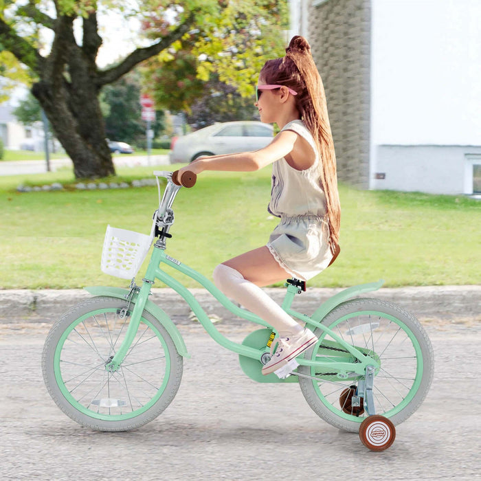 Costway 18" Kids Bike Toddler Bicycle With Training Wheel Kickstand For 4-8 Years Green