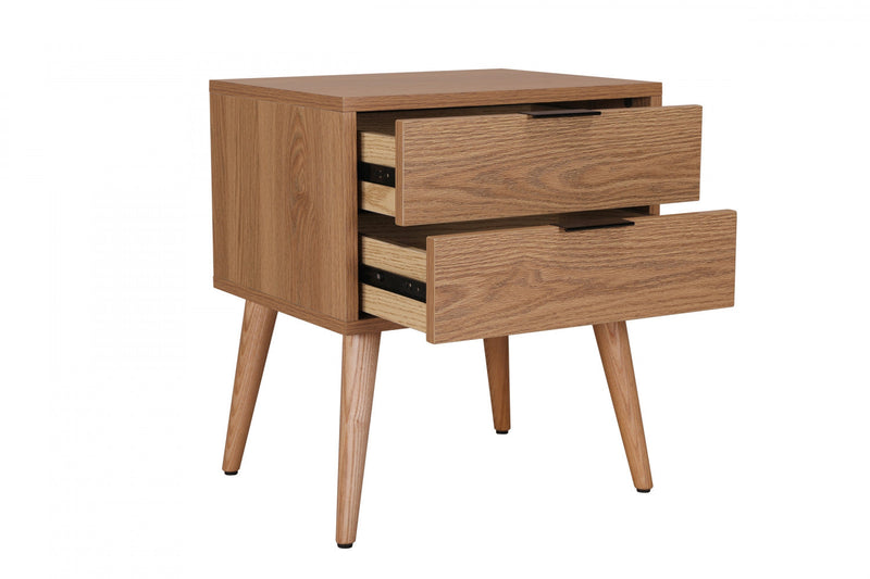 Flashby Nightstand With 2 Drawers - Faux Natural Wood 