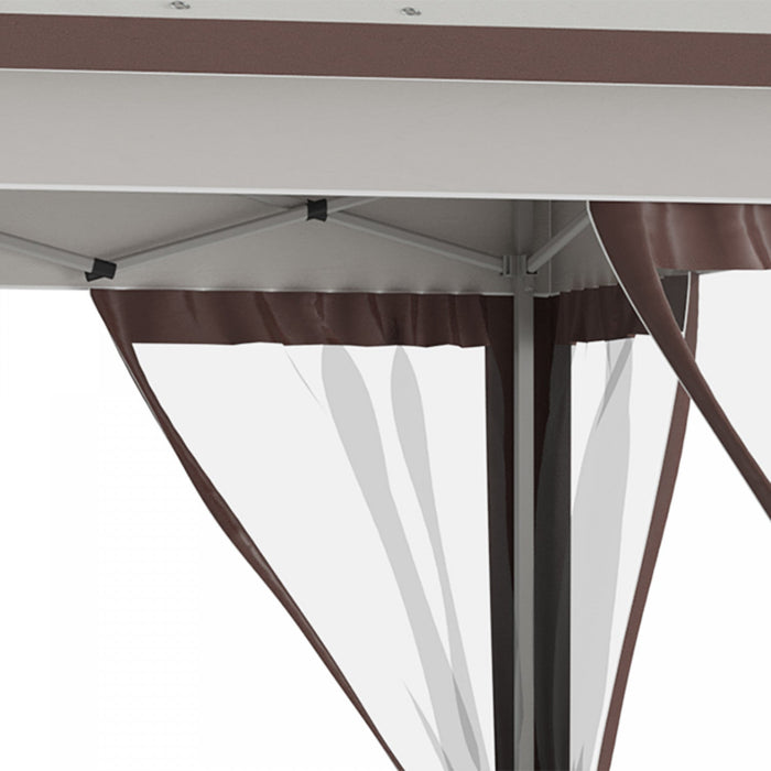 Outsunny 12' X 12' Pop Up Canopy Sun Shade Instant Tent Folding With Mesh Sidewalls, 3-level Adjusta