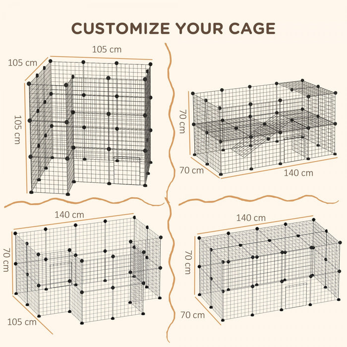 Pawhut 36 Pcs Metal Mesh Pet Playpen Portable Diy Small Animal Cage House Kennel Crate Fence With Ma