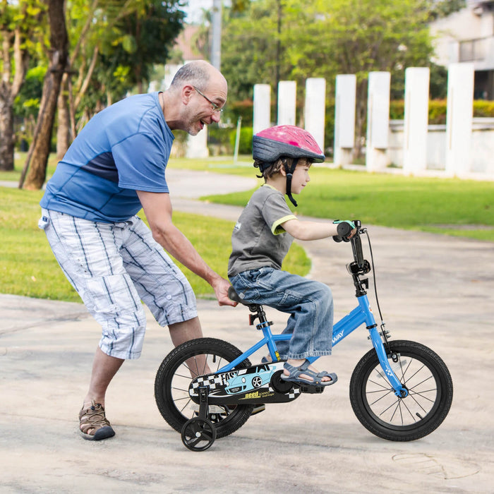 Costway 14" Kids Training Bike With Removable Training Wheels Pneumatic Tires Navy
