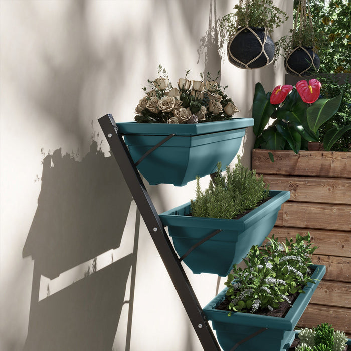 Outsunny 5-tier Raised Garden Bed With 5 Planter Boxes, Outdoor Plant Stand Grow Containers With Lea