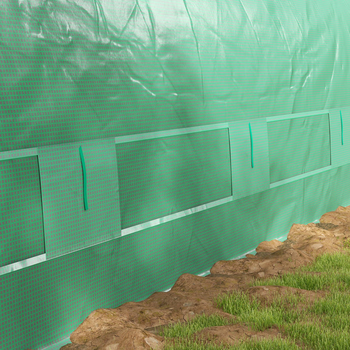 Outsunny 19.5' X 10' X 6.5' Walk-in Tunnel Greenhouse With Upgraded Structure, Zipped Roll Up Mesh D