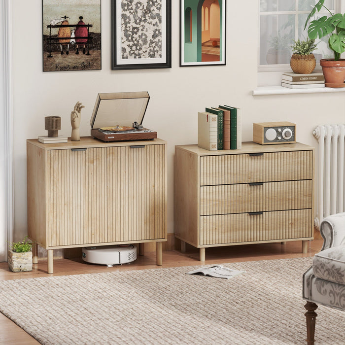 HOMCOM Accent Cabinet, Storage Cabinet with Adjustable Shelf, Oak