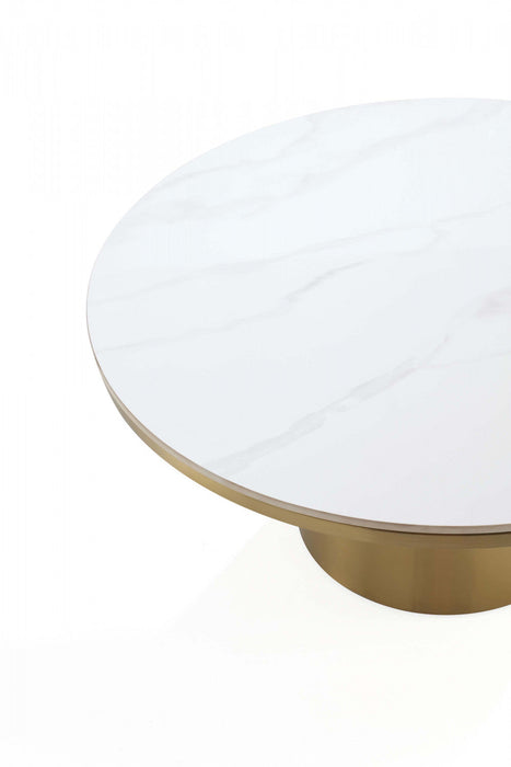 Glenn Modern Glam Sintered Stone Top Coffee Table in Gold 