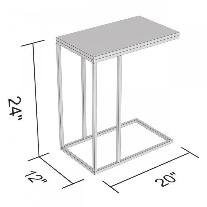 19” C-Shaped End Table With Metal Frame - Brown Reclaimed Wood 