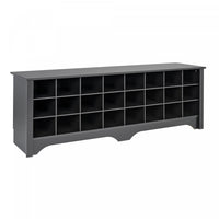 Twenty-Four Pair Shoe Storage Cubby Bench - Black