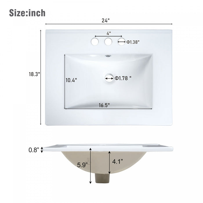 Emily 24\" Modern Wall-mounted Bathroom Vanity With Ceramic Sink - Green 