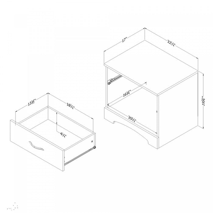 Step One 1-drawer Nightstand - End Table With Storage - Pure White 