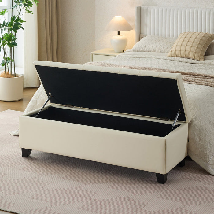 Sophia 48\" Storage Ottoman Bench with Legs End of Bed Bench,Beige  