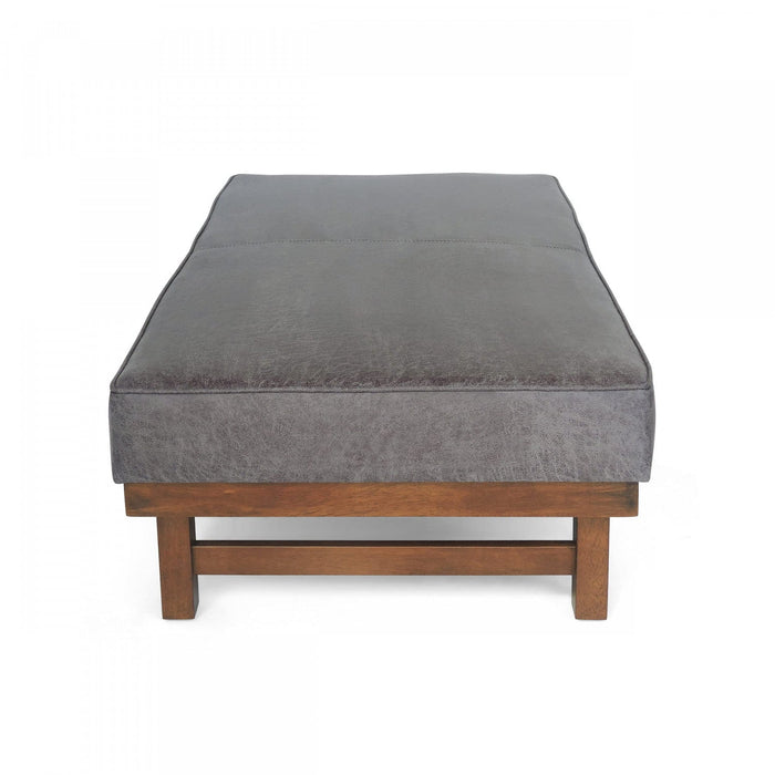 Harrison Large Ottoman Coffee Table with Faux Leather and Storage Function - Grey 