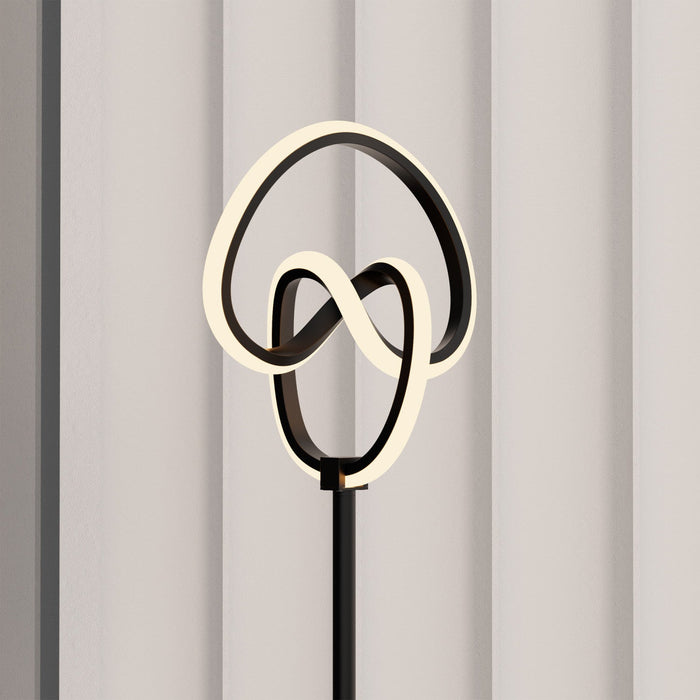 58\" Matte Black Twisted Circle Design LED Floor Lamp 