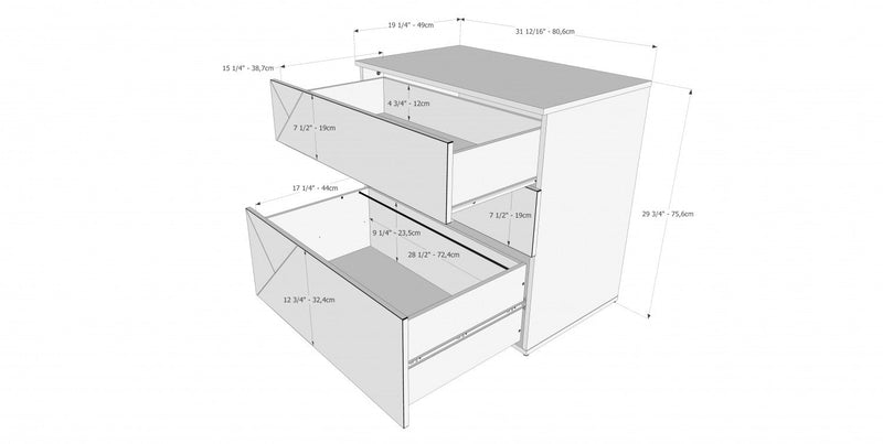 Nordika Atypik Filing Cabinet - White 