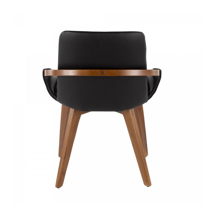 LumiSource Cosmo Faux Leather Mid-Century Dining Chair - Walnut/Black