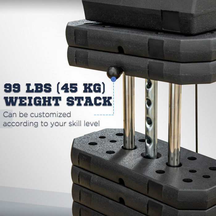 Soozier Home Gym Machine With 99lbs Weight Stack, Multifunction Power Tower