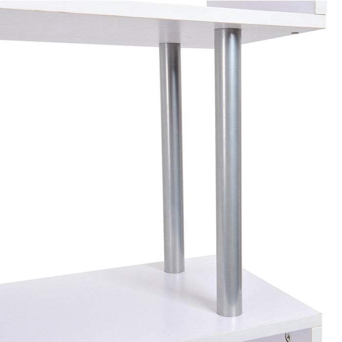 HOMCOM 5-Tiers Bookcase Z-Shape Storage Bookshelf Display with Metal Frame