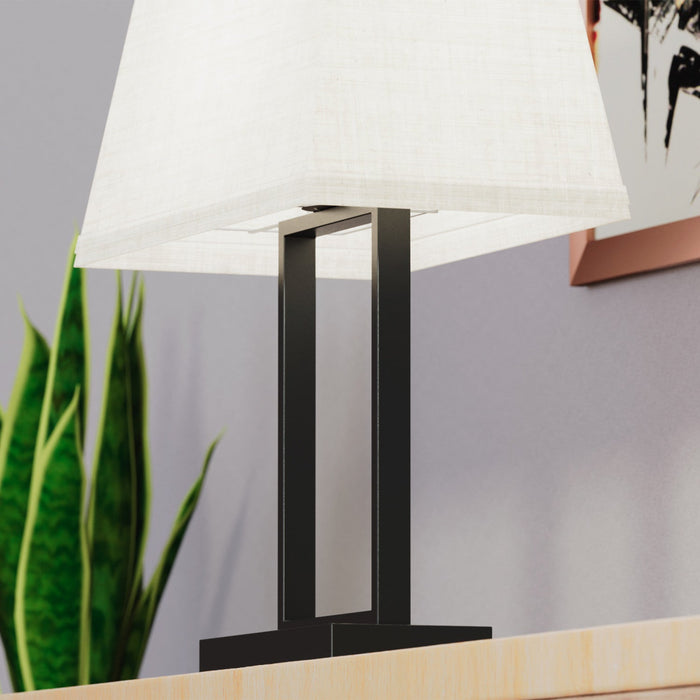 22\" Black Modern Rectangular Table Lamp with Fabric Shade 