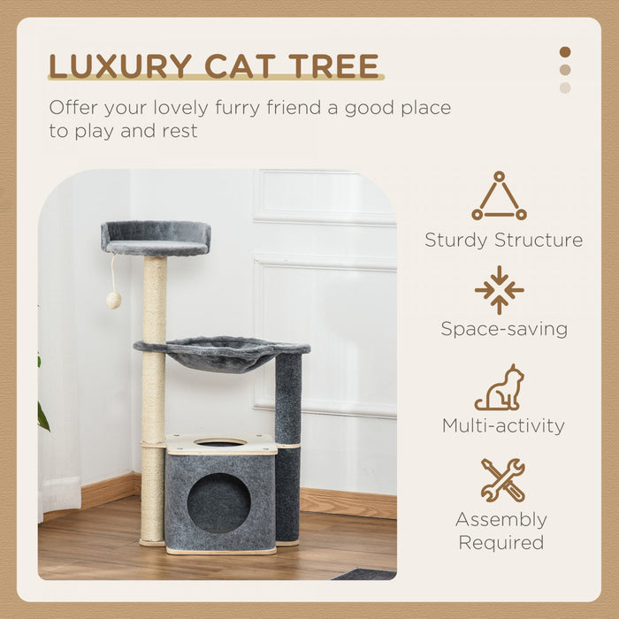 Pawhut Cat Tree, Multi-level Cat Tower With Perch, Scratching Post, Cat Condo, Hammock, Hanging Toy 