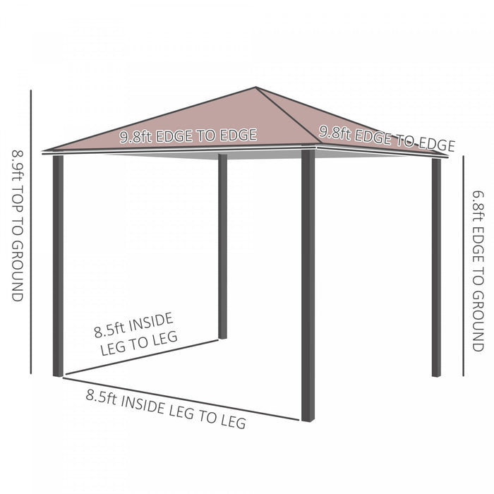 Outsunny 10x10ft Steel Garden Gazebo Patio Canopy Outdoor Event Party Tent Backyard Sun Shelter With