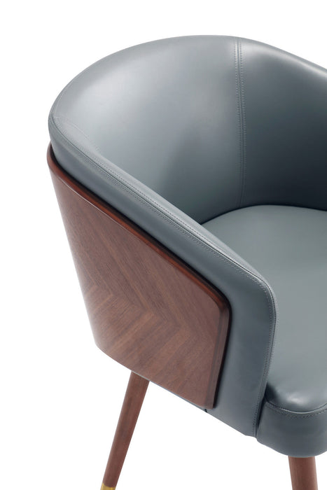 Reeva Modern Wood Vegan Leather Dining Chair in Gray - Set of 2 