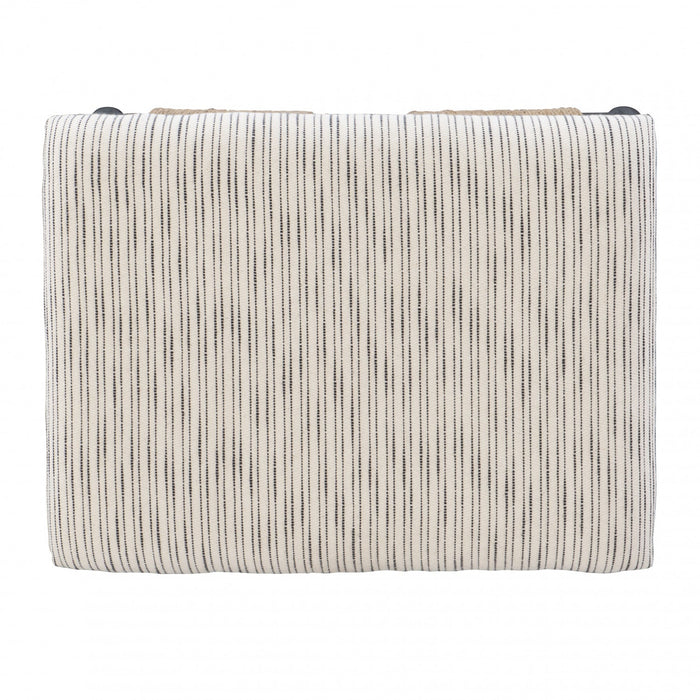 Ashburn Campaign Fabric Accent Striped Ottoman - Black