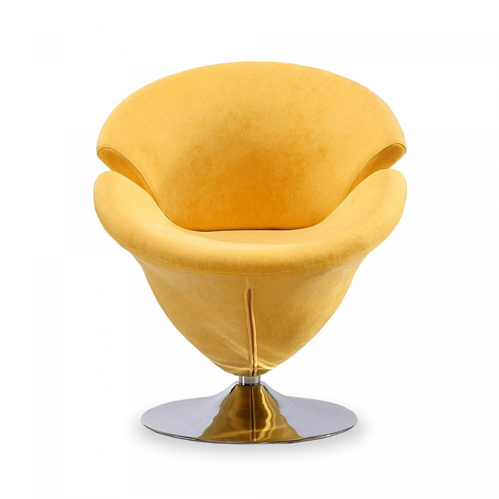 Tulip Modern Velvet Swivel Lounge Chair in Yellow - Set of 2 