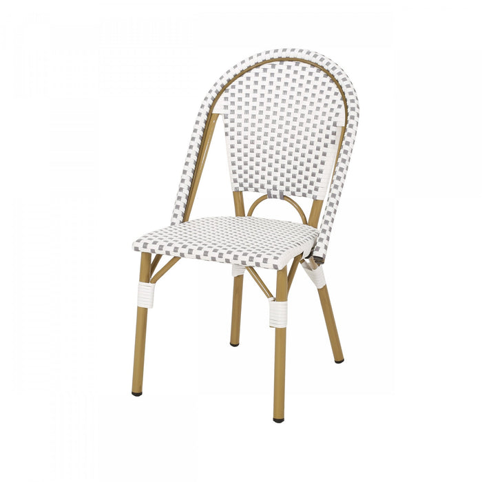 Julien Faux Ratten and Aluminum French Bistro Chairs, Set of 2 - Grey and White 