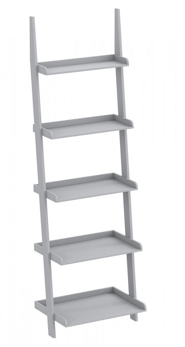 70” Wall Shelf 5-tier Storage Unit With Framed Borders – Light Grey 