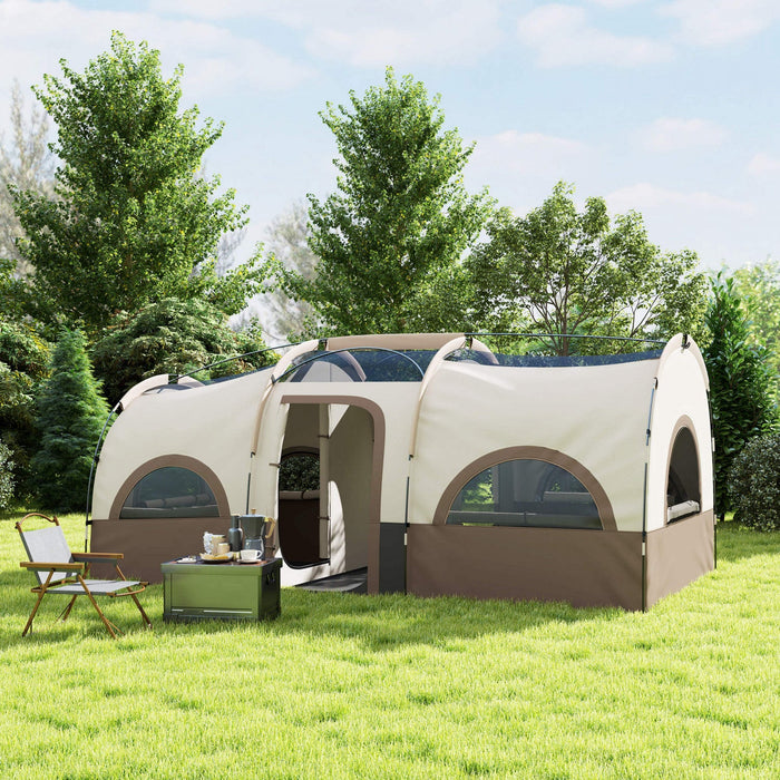 Outsunny 4-6 Person Camping Tent, 3000mm Waterproof And Upf30+, Khaki