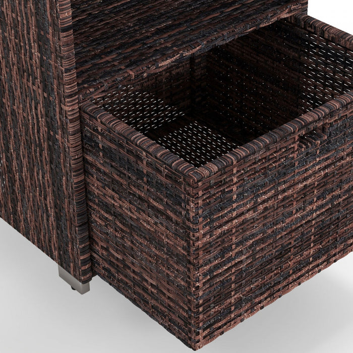 Outsunny Outdoor Storage Cabinet, Patio Storage Box Rack Rattan Wicker Pool Towel Valet Organizer Po