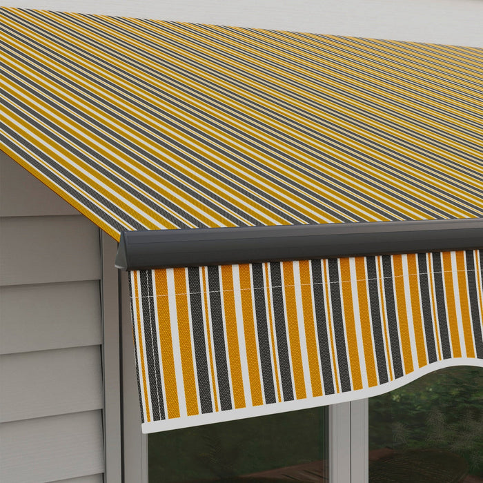 Outsunny 12' X 10' Retractable Awning, Patio Awning Sunshade Shelter With Manual Crank Handle, 280gs