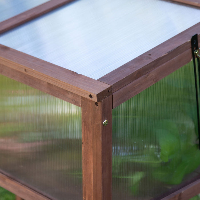 Outsunny 35\" X 20\" X 36\" Wooden Cold Frame Greenhouse, Garden Portable Raised Planter For Outdoor In
